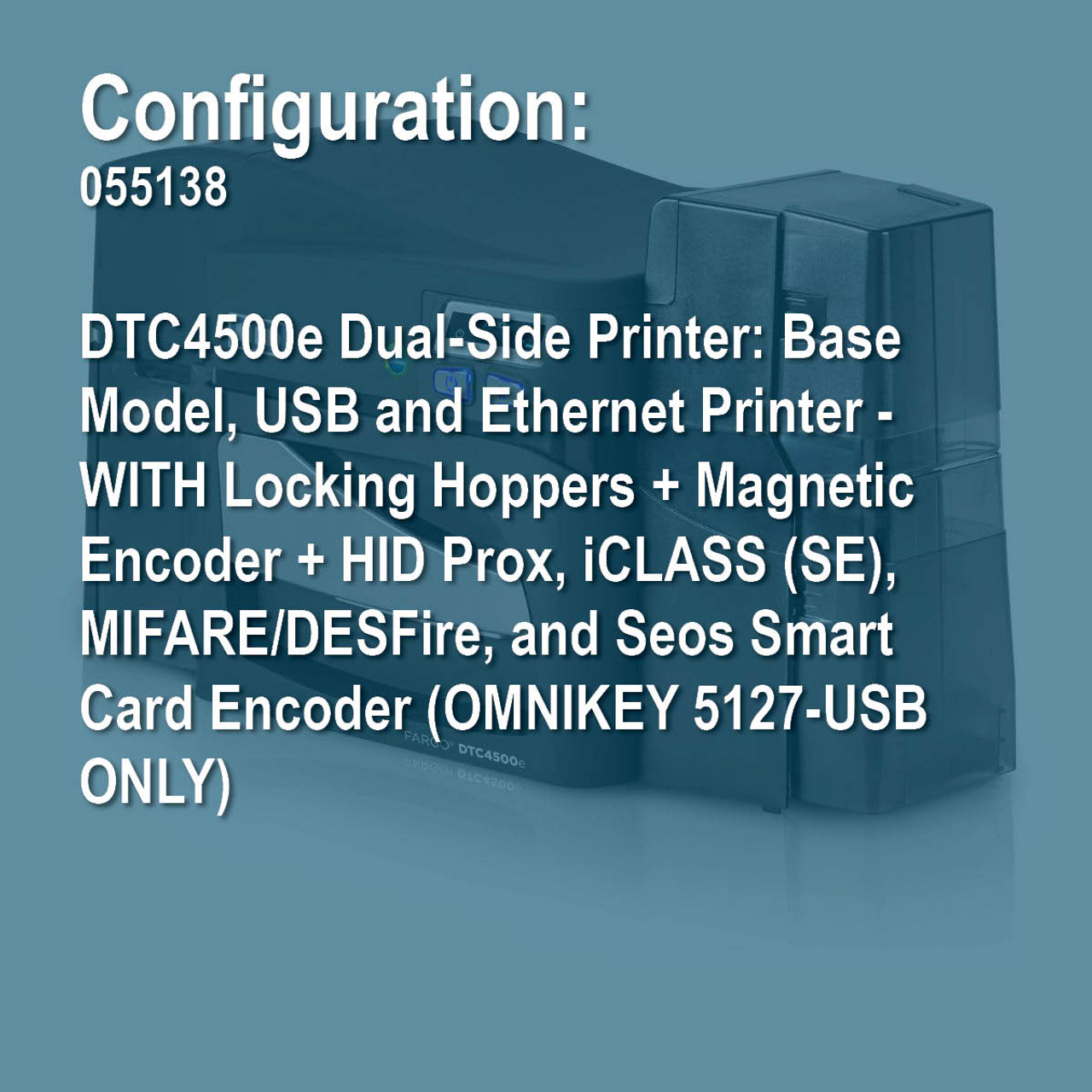Hid Fargo 055138, DTC4500e Dual-Side Printer: Base Model, USB and Ethernet, WITH Locking Hoppers, Magnetic Encoder, HID Prox, iCLASS SE , MIFARE/DESFire, - Image 5