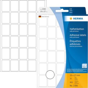 HERMA 2390, A4 Valkoinen Monikäyttöinen Tarra 19 x 27 mm, 960 tarraa / 32 arkkia