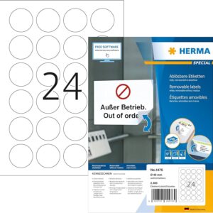 HERMA 2400, A4 19x40 mm Valkoinen Monikäyttöinen Tarra 111x170 mm 32 arkkia