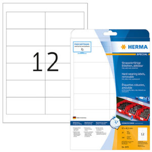 HERMA 4574, Valkoinen Mattapintainen Kalvotarra 97x42,3 mm, 240 tarraa / 20 arkkia