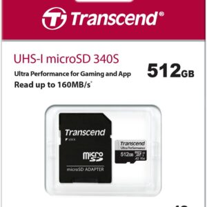 TRANSCEND TS512GUSD340S, 512 GB MICROSDXC, A2, U3, V30 - USD340S (W/ ADAPTER)