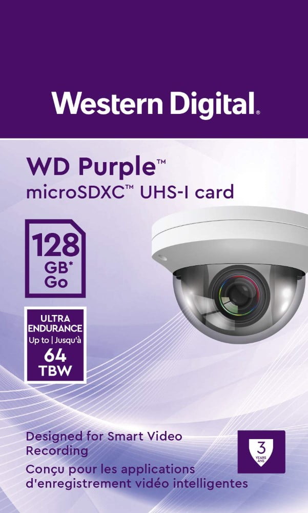 WD WDD128G1P0C-85AEL0, Purple WD Purple 128GB Surveillance microSD XC Class - 10 UHS 1