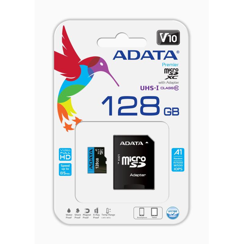 ADATA 128GB Micro SDXC V10 85MB/s + ad.