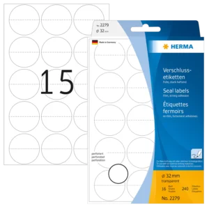 HERMA 2279, Pyöreä 32 mm Valkoinen Kestävä Tarrat 15 tarraa / 16 arkkia