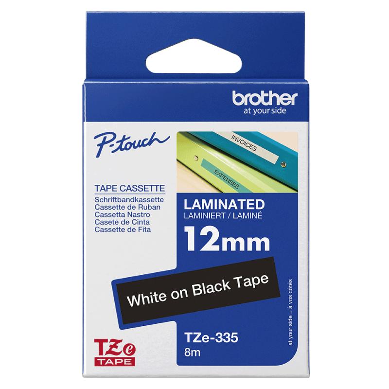 BROTHER TZE335 tape white/black 12mm 8m