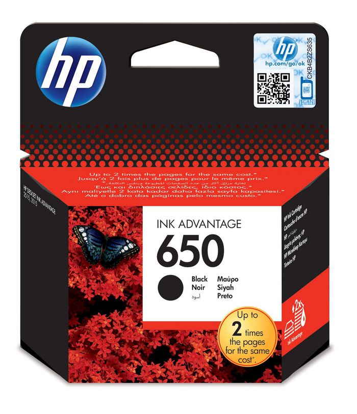 HP 650 Black Original Ink Advant. Cartr.