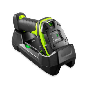 Zebra LI3678-SR3U42A0S1W, Teollinen 1D-viivakoodinlukija Bluetooth-yhteydellä, IP67-luokitus ja 2,4 m pudotuskestävyys.