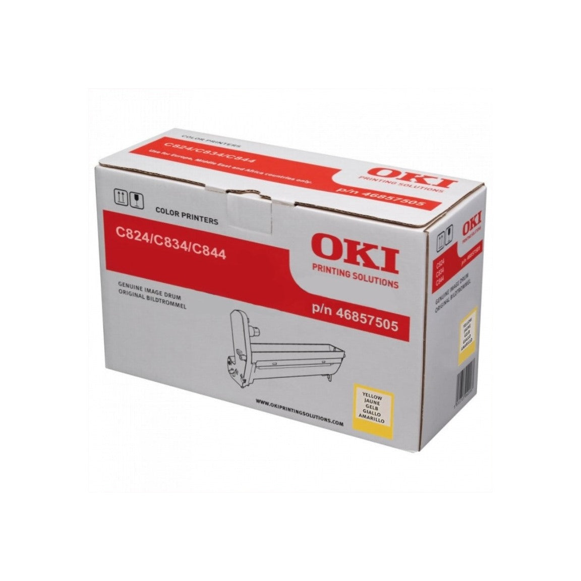 OKI 46857505 alkuperäinen keltainen kuvarumpu C824, C834 ja C844 -tulostimiin, valmistajan tuotepakkaus