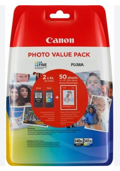 Canon 5222b013aa, 1 x Canon PG-540XL, 1 x Canon CL-541XL + Valokuvapaperia (10 x 15 cm, 50 arkkia, Canonin Photo Paper Glossy II)