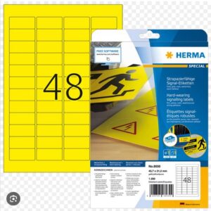 HERMA 8030 A4-tarrat, tarran mitat 45,7 × 21,2 mm, 1 200 tarraa pakkauksessa