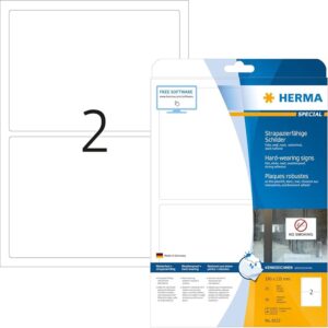 HERMA 8333 A4-tarrat, tarran mitat 190 × 135 mm, 50 tarraa pakkauksessa