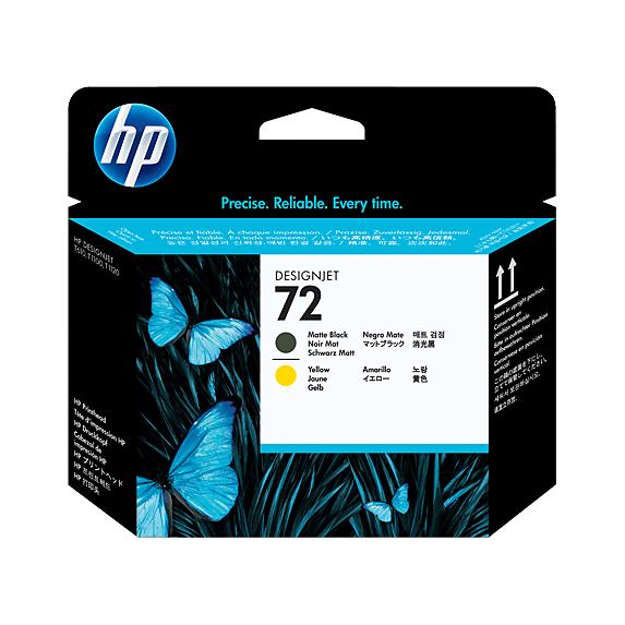 HP 72 Printhead black matte and yellow