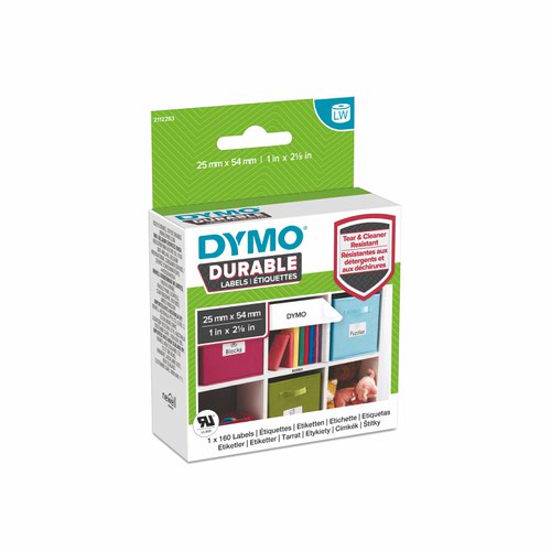 DYMO 2112283 - Kestävä LabelWriter -etiketti 25 mm x 54 mm, Musta / Valkoinen