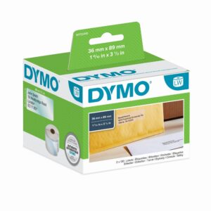 DYMO S0722410 - Osoitetarrat 89 mm x 36 mm, Musta / Läpinäkyvä