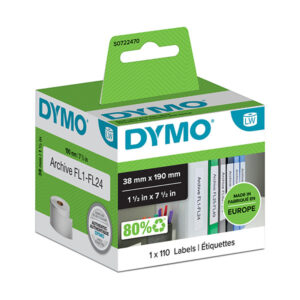 DYMO S0722470 - Etiketti 190 mm x 38 m, Valkoinen / Valkoinen