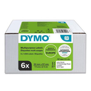DYMO 2093094 - Itsekiinnittyvät tarrat 57 mm x 32 mm, Valkoinen / Valkoinen