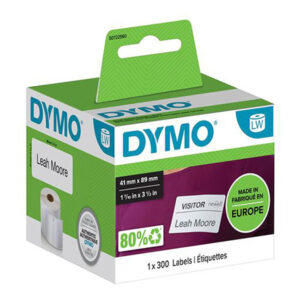 DYMO S0722560 - Nimikointitarra 89 mm x 41 mm, Musta / Valkoinen