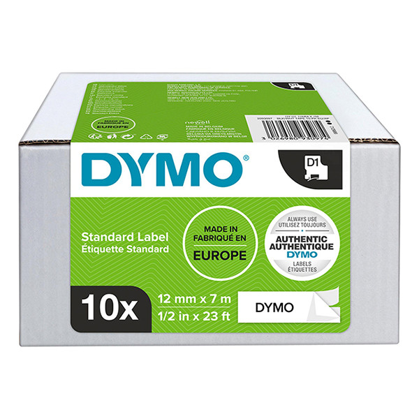 DYMO 2093097 - Tarratulostinnauha 12 mm x 7 m, Musta / Valkoinen
