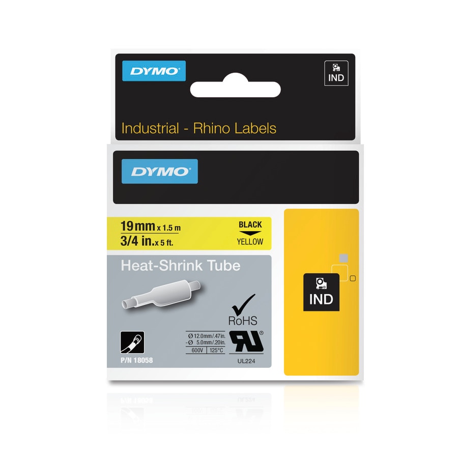 DYMO 18058 - Lämpökutistuva putki 19 mm x 1,5 m, keltainen / lämmönkestävä