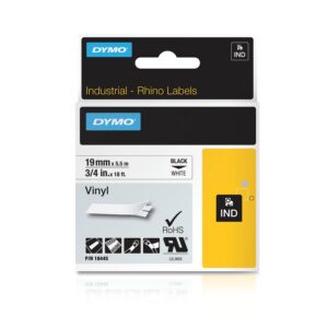 DYMO 18445 - Teollisuusvinyylitarranauha 19 mm x 5,5 m, Musta / Keltainen