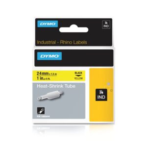 DYMO 1805444 - Lämpökutistuva putki 24 mm x 1,52 m, Musta / Keltainen