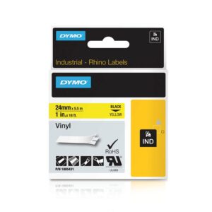 DYMO 1805431 - Vinyylitarranauha 24 mm x 5.5 m, Musta / Keltainen