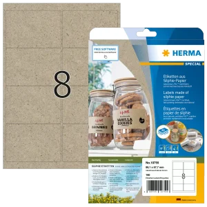 HERMA 10755 luonnonruskeat Silphie-paperitarrat, 99,1 × 67,7 mm, valmistajan tuotekuva