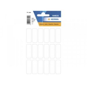 HERMA 3650, Suorakulmainen Valkoinen Itseliimautuva Tarra 12 x 34 mm, 126 tarraa / 7 arkkia