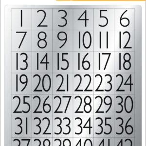 HERMA 4134, Suorakulmainen Hopea Mustilla Numeroilla, 13 x 12 mm, 216 tarraa / 4 arkkia