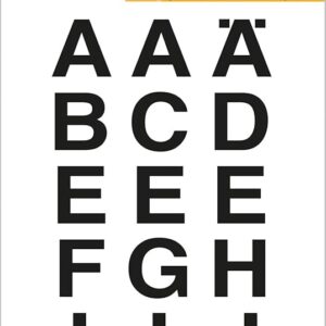HERMA 4135, A4 Musta Itseliimautuva Tarrakirjaimet, 20 x 20 mm, 36 kpl tarraa / 2 arkkia