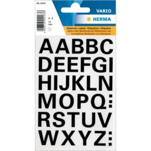 HERMA 4163, A4 Mustat Aakkostarrat 84 x 120 mm, 36 kpl tarraa / 1 arkki