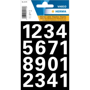 HERMA 4170, A4 Valkoinen Itseliimautuva Numerotarra, 25 mm Korkeus, 64 tarraa / 2 arkkia