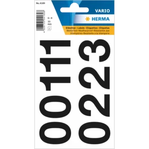 HERMA 4189, Mattamusta 33 mm Itseliimautuva Numerotarra, 2 A4-arkkia, 36 tarraa
