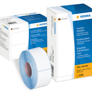 HERMA 4328, Suorakulmainen Valkoinen Itsekiinnittyvä Tarra 130 x 40 mm, 500 tarraa / 250 arkkia