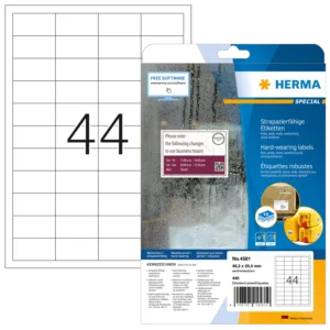 HERMA 4581, A4 Valkoinen Mattapinta Itseliimautuva Tarra 48,3 x 25,4 mm, 440 tarraa / 10 arkkia