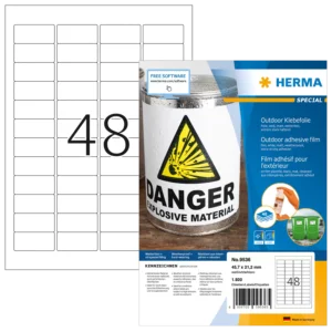 HERMA 9536 A4 ulkotarrat 45,7 × 21,2 mm, 1920 tarraa