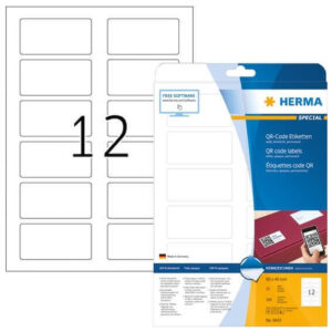 HERMA 9643, A4 Valkoinen Erikois QR-kooditarra, 80 x 40 mm, 300 tarraa / 25 arkkia