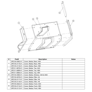 Honeywell DPO16-3112-01 – H-Class H6X etumediakansi, räjäytyskuvan positio 5