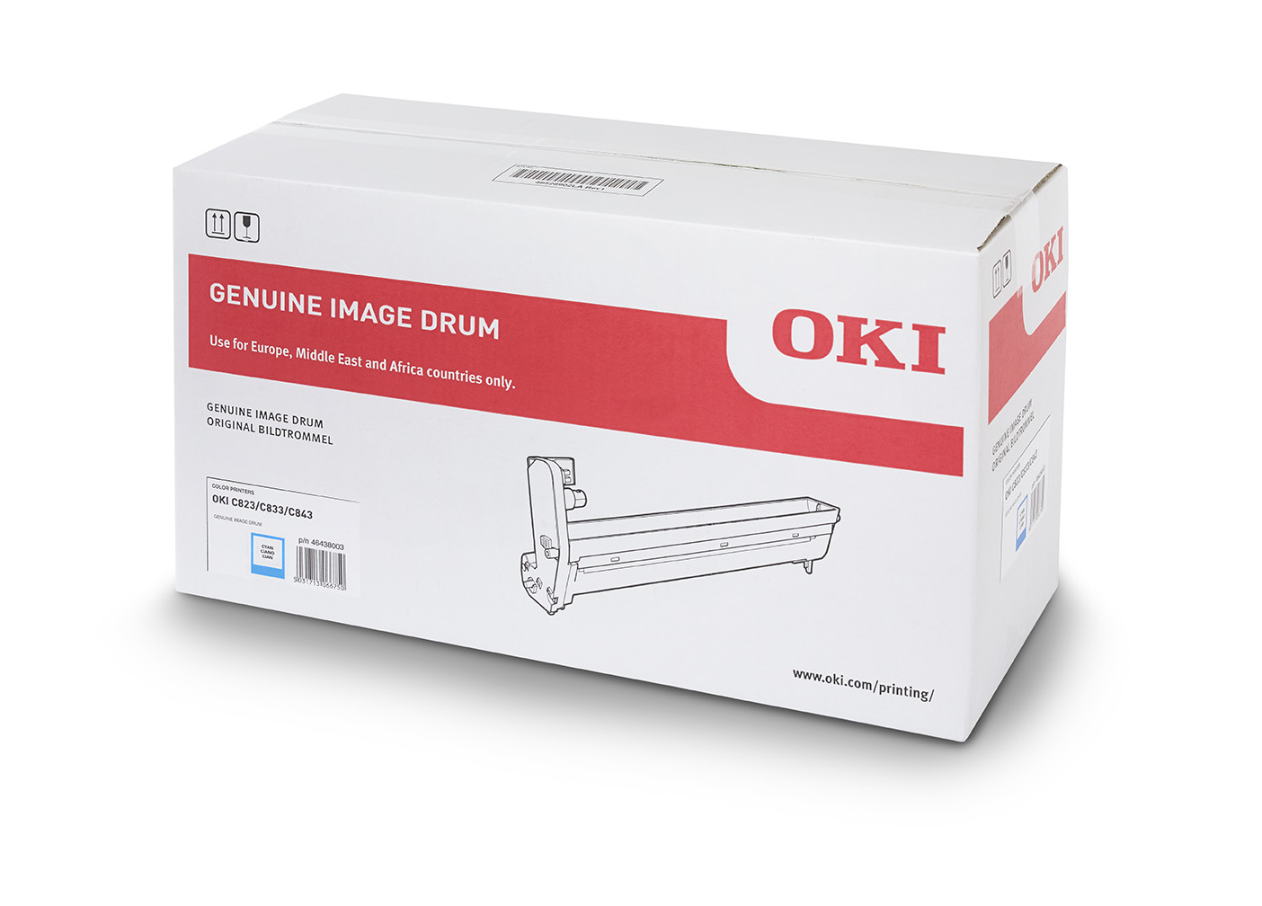 OKI 46438003 syaani kuvarumpu C823 C833 C843, valmistajan pakkauskuva