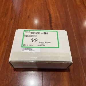 Zebra 105931-001 tulostuspään vaihtosarjan alkuperäispakkaus ja osanumeroetiketti, tulostuspää ei näy kuvassa