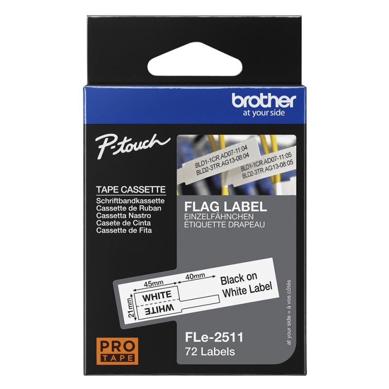 Brother FLe-2511 white tape in label size 2,1 cm, 45 mm