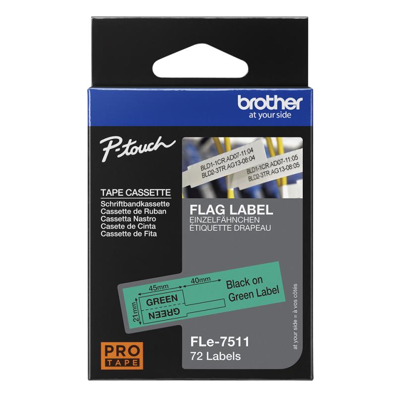 Brother FLe-7511 green tape in label size 2,1 cm, 45 mm