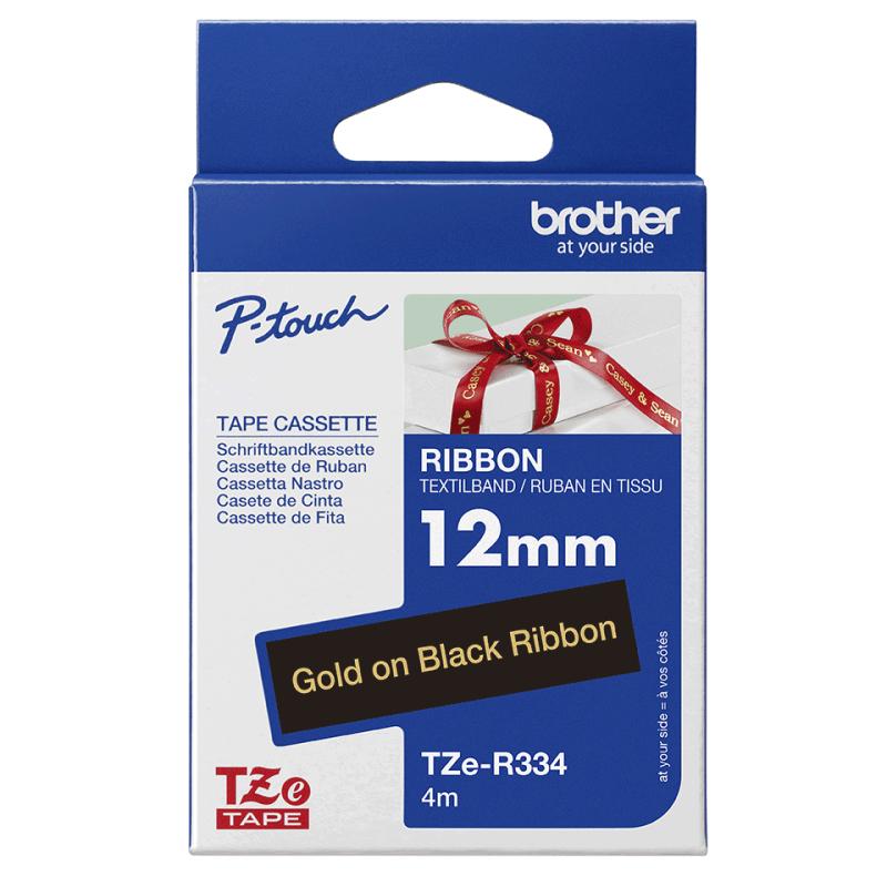 Brother Brother TZeR satin tape 12mm x 4m gold on black