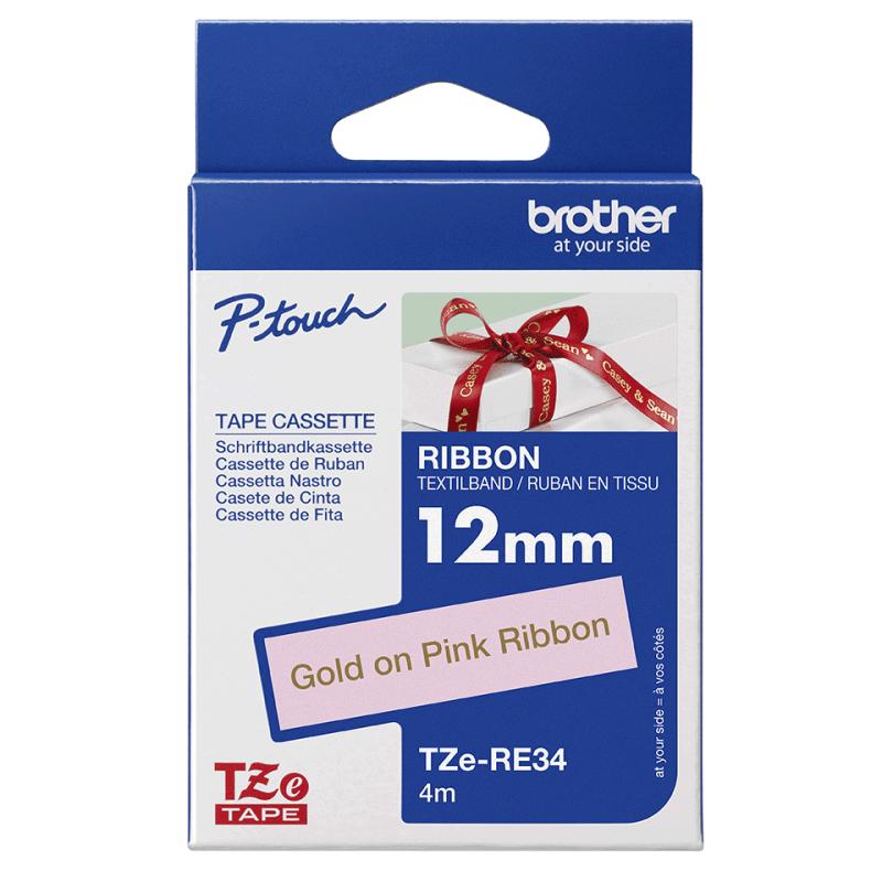 Brother Brother TZeR satin tape 12mm x4m gold on pink