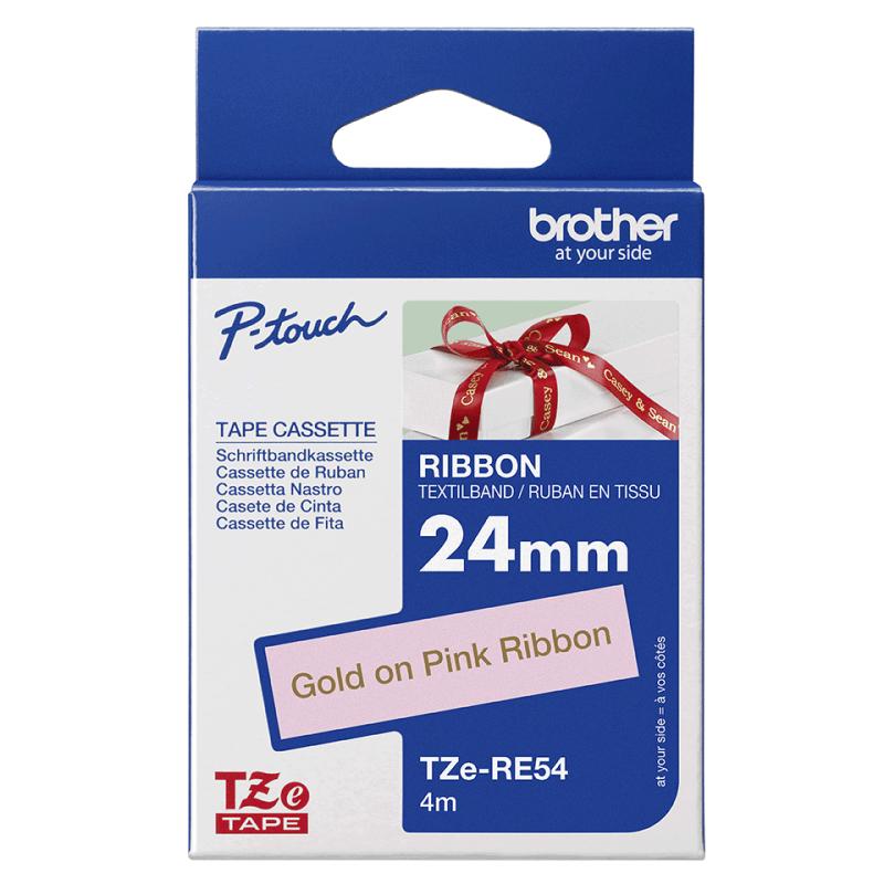 Brother Brother TZeR satin tape 24mm x 4m gold on pink