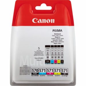Canon 0372C004, Ink/PGI-570+CLI-571 PGBK/BK/C/M/Y Multi Pack - 5x väriä - musta, keltainen, sinivihreä, magenta, alkuperäinen kuplapakkaus