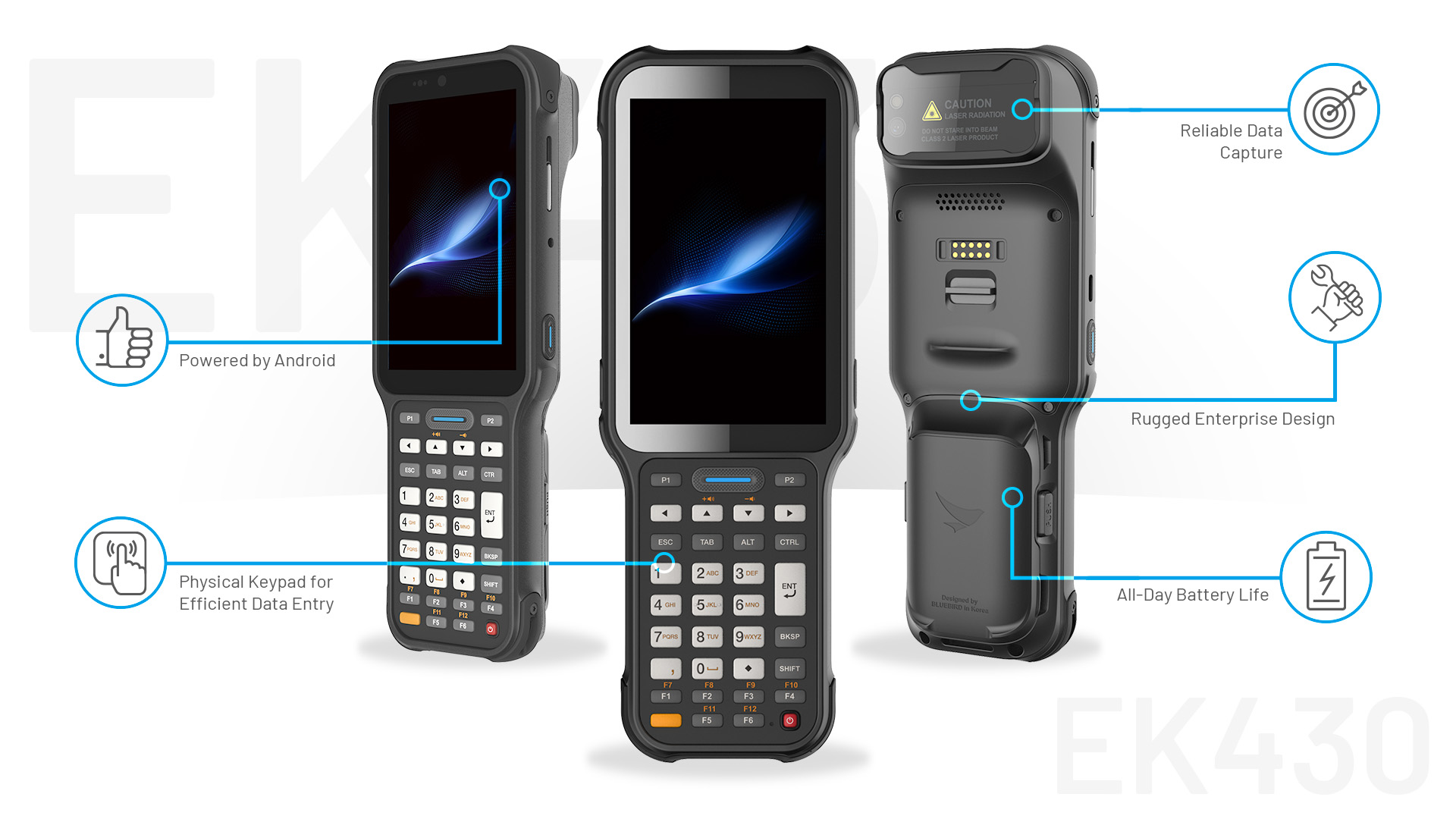 Bluebird EK430-ANLIT - EK430 4", Qualcomm Octa Core, 4GB RAM, Android 10 käsitietokone - Image 2