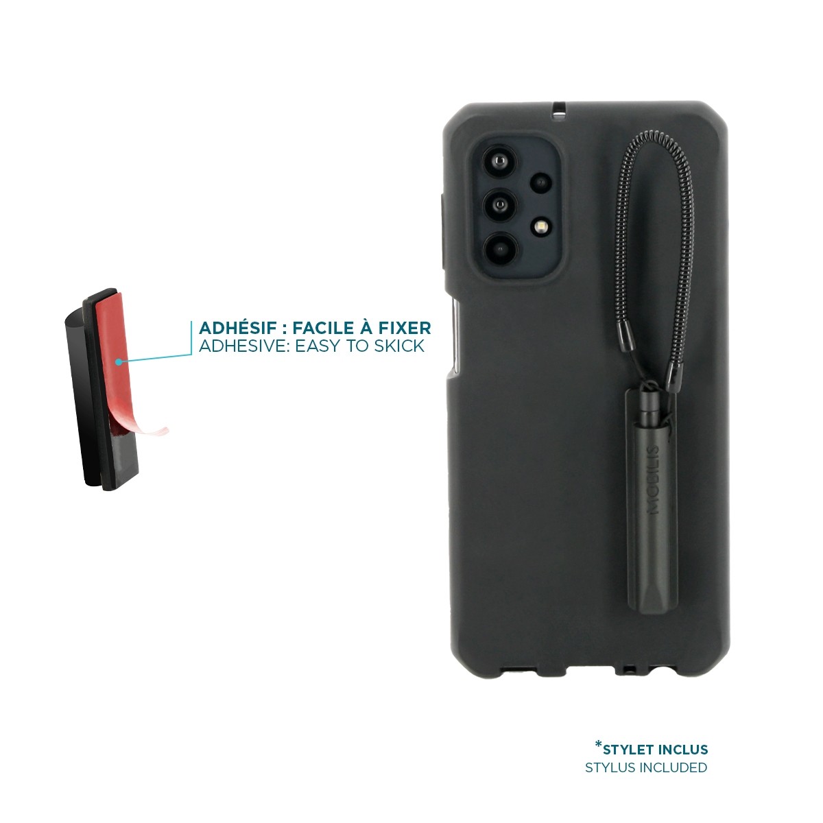 Mobilis 001080 - Liimakynäteline musta, 3M® VHB teipillä ja universaalilla kynällä