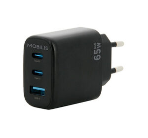 Mobilis 001364 - Seinä Laturi 65W, 3-porttinen USB-C & USB-A