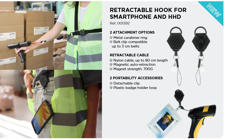 Mobilis 001392 - Ergonominen Vetokoukku (hihnaan) Älypuhelimille ja Käsikäyttöisille Laitteille